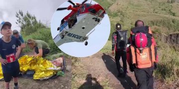 Pendaki Swiss Terluka Parah Dievakuasi Menggunakan Helikopter dari Gunung Rinjani