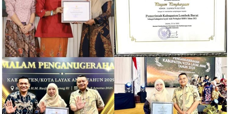 Wabup UNA Lobar Raih Penghargaan Kabupaten Layak Anak Kategori Nindya 2025