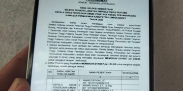 Lima Pejabat Lolos Administrasi untuk Jabatan Kepala Dinas PUPR Lobar melalui Seleksi